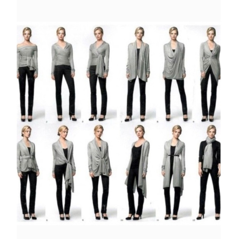DKNY Cozy Multi Way Wrap Cardigan Womens Small Black Silk Cashmere Travel Luxury